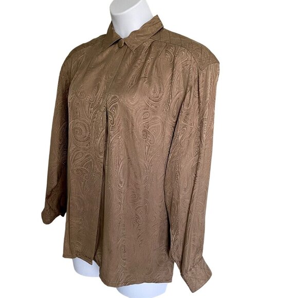 Silk Land Women's Paisley Button-Up Blouse Size 12 Pure Silk - Picture 3 of 7